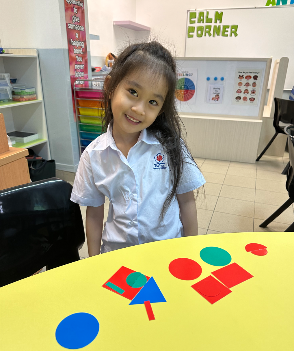 Student exploring the use of shapes to tell a story